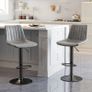 Adjustable Set of 2 Bar Stools, Counter Height Barstools, 360 Swivel Tall Stools with Footrest for Home Pub, Grey Image 2