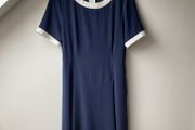 Weekend Max Mara Navy Blue &amp; White Contrast Trim Shift Dress