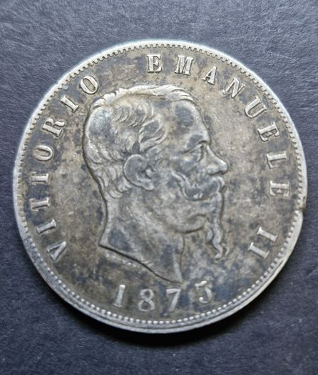 1875 M-BN Italy 5 Lire - Victor Emmanuel II Silver coin