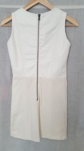 RiverIsland Cream Leather/Material mix Fitted Dress - Size 6