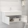 Sink Cabinet with Built-in Basin High Gloss White Chipboard Image 3