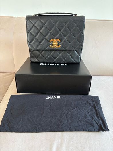 chanel rare vintage caviar Single Flap 24k Gold Plated