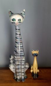 Mid-century Jemma Holland long neck siamese cats