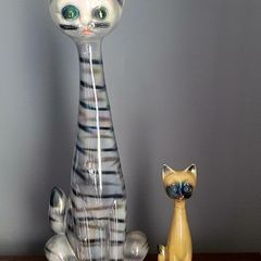 Mid-century Jemma Holland long neck siamese cats
