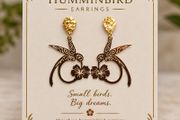 Humminbird drop earrings - gold tone