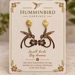 Humminbird drop earrings - gold tone