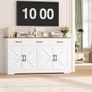 Sideboard, 150 cm Wide Kitchen Cabinet with Worktop, Sideboard Kitchen with 4 Doors and 3 Drawers, Buffet Cabinet Sideboard Image 4