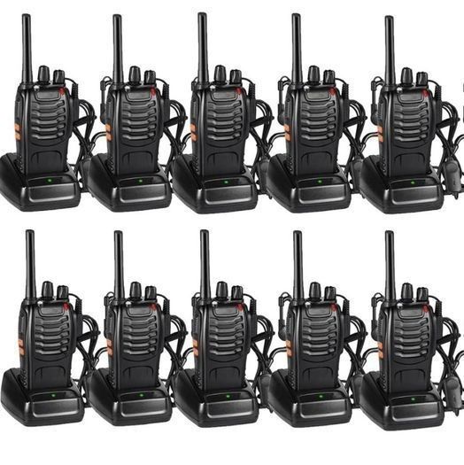 NEW SALE- 10pcs Two-Way Radio Walkie Talkies-Long Range Walkie Talkie 16CH Single Band LED Light Voice Prompt with Original Earpieces for Field Survival Biking