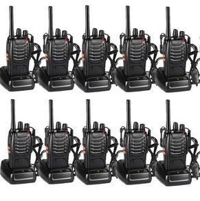 NEW SALE- 10pcs Two-Way Radio Walkie Talkies-Long Range Walkie Talkie 16CH Single Band LED Light Voice Prompt with Original Earpieces for Field Survival Biking