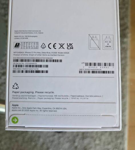 Apple Iphone 17 Pro Max 512GB IRISH