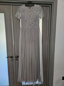 MAYA Silver Sequined bridesmaid debs dress