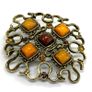 Rare Vintage Gold Tone Amber Brooch Image 3