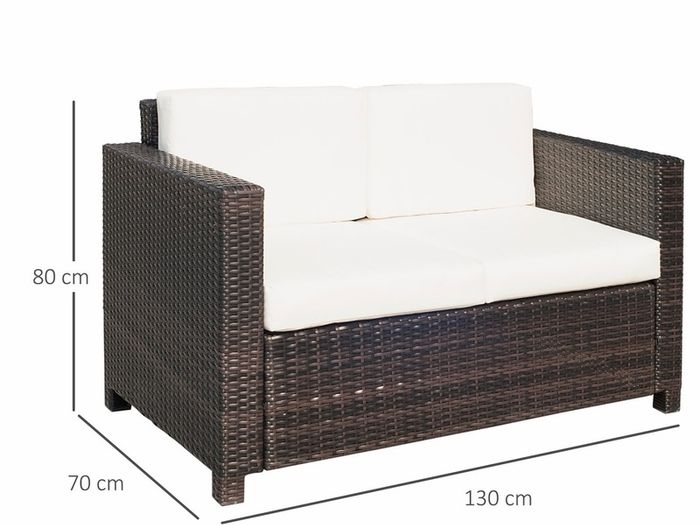 Two-Seater Rattan Sofa - Brown