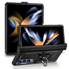 High Quality PC Shockproof Phone Case Compatible with Samsung Galaxy Z Fold 4, with 360 Rotating Ring Kickstand, Full Cover Protection Phone Bags Compatible with Samsung Galaxy Z Fold 4