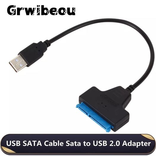Grwibeou USB SATA 2.0 Cable Sata To USB 2.0 Adapter UP To 480Mbps Support 2.5Inch External SSD HDD Hard Drive 22 Pin Sata III