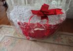 Red wicker hamper basket