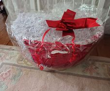 Red wicker hamper basket