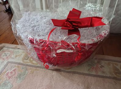 Red wicker hamper basket