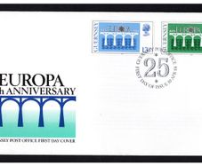 1984 Guernsey Europa (CEPT 125th Anniversary Logo) Stamp First Day Cover (FDC)