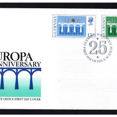 1984 Guernsey Europa (CEPT 125th Anniversary Logo) Stamp First Day Cover (FDC)