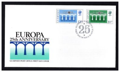 1984 Guernsey Europa (CEPT 125th Anniversary Logo) Stamp First Day Cover (FDC)