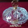 Killarney Crystal Cut Crystal Glass With Number 25 Lidded Jewelry Dish / Bowl With 22 Carat Gold Cover Handle and Footed Base Finishing Made In Ireland Image 3