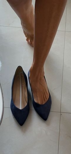 El Cortes Ingles navy suede pointed court shoes Sz 41 (Fit 7-7.5Uk) - Bnwt Rrp 59.99