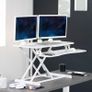 91 cm Desk Converter K Series Height Adjustable Sit to Stand Riser Dual Monitor and Laptop Workstation with Wide Keyboard Tray White DESK-V036KW Image 2