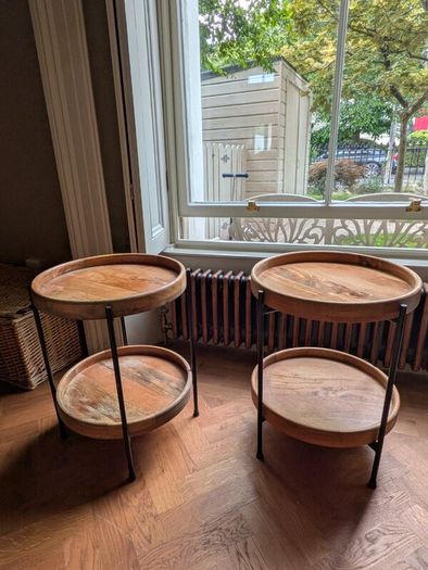 Stunning Wood Pair side tables