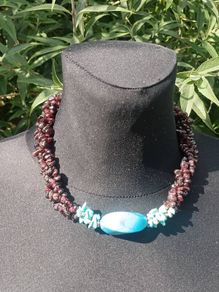 Garnet and Turquoise Silver Necklace
