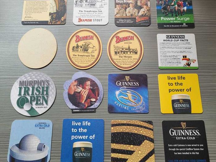 16 Vintage Irish Stout Beer Mats/Coasters 1990s & 2000s