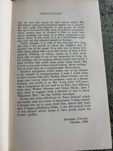 Rare vintage hardcover book titled Memories of Enjoyment by Stephen Gwynn