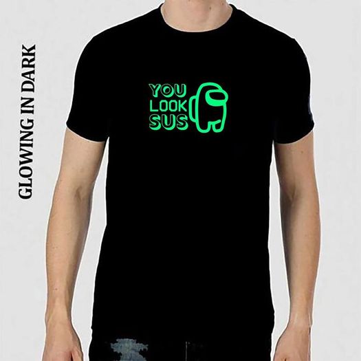 Glow in the dark Among Us SUS T Shirt, Crewmate Shirt, Imposter Shirt, Gaming Shirt for Kids Adult, Birthday Gift for Friend, Christmas Among us