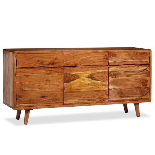 Sideboard Solid Wood with Carved Doors 160x40x75 cm