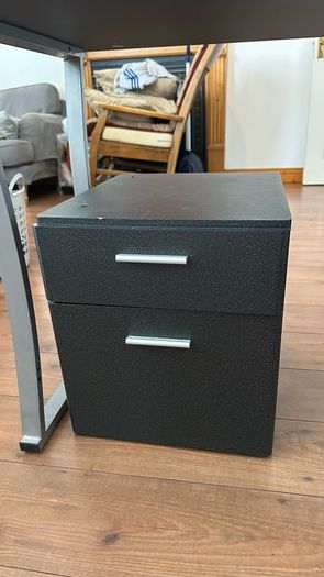 Black Ergonomic Office / Gaming Desk & Matching Under-Desk Drawer Unit