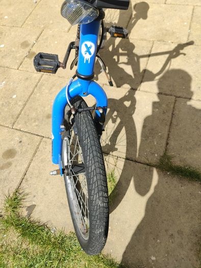 Small Blue BMX Bike for Kids ages 6 - 11, mudguards - stand included