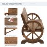 Wooden Cart Wagon Wheel 2 Seater Garden Bench Outdoor Chair Rustic High Back Loveseat Burnt Stained Image 3