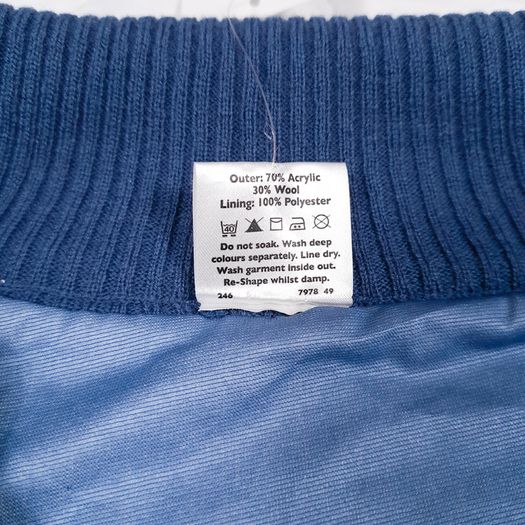 Crane Sports Blue Quarter Zip Ribbed Pullover Golf Sweater Racing Stripes Size L