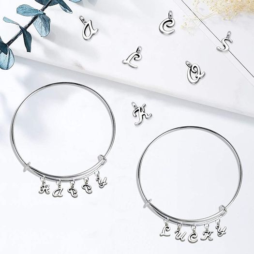 156Pcs/6 Sets ABC Letter Charms Mini A-Z Alphabet Bracelet Necklace Pendants with 200Pcs Open Jump Rings for DIY Jewelry Making MULTIPLE STYLES AVAILABLE, SEE PHOTOS (FREE POSTAGE)