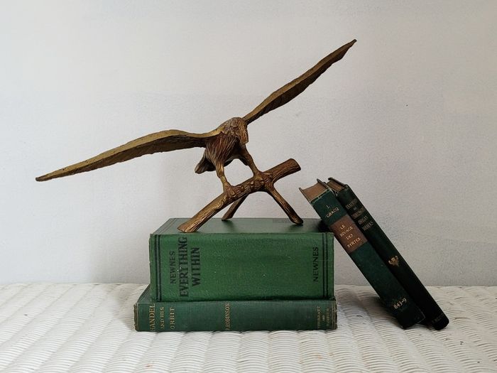 Vintage xl brass bald eagle on perch