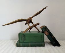 Vintage xl brass bald eagle on perch