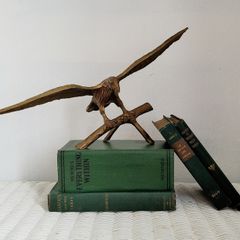 Vintage xl brass bald eagle on perch