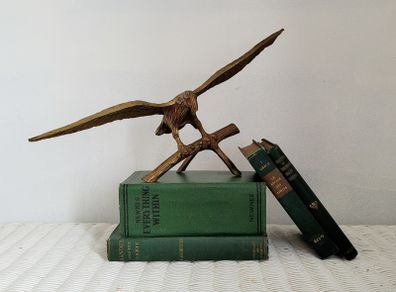 Vintage xl brass bald eagle on perch
