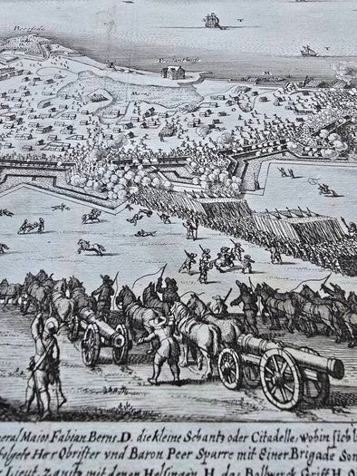 3 Matthaus Merian Antique Battle Engravings  17th Century Framed Set