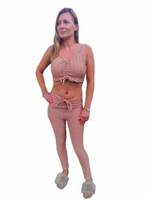 Beige set Tik tok leggins and top