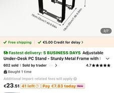 Adjustable PC Mount Computer Stand, Under desk