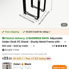 Adjustable PC Mount Computer Stand, Under desk