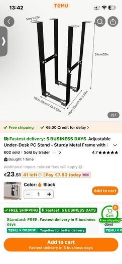 Adjustable PC Mount Computer Stand, Under desk