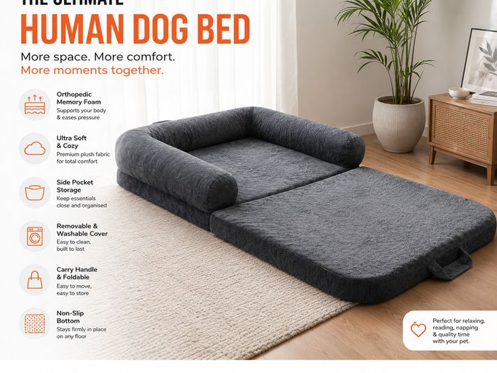 Human Dog Bed for Adults  Orthopaedic Memory Foam