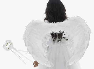 Angel Wings White Feather with Halo and Magic Wand